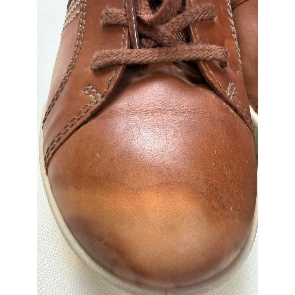 Ecco Mens Brown Leather Lace Up Sneakers‎ Shoes Cognac Size 39